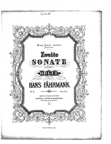 Fährmann - Zweite Sonate für Orgel - Score