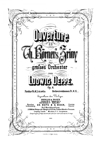 Deppe - Ouverture zu Th. Körner's 'Zriny' - Score