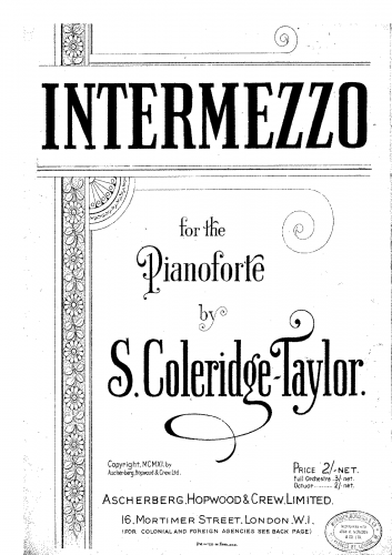 Coleridge-Taylor - Intermezzo - Score