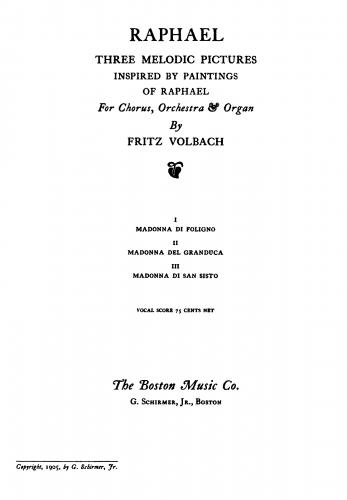 Volbach - Raffael - Vocal Score - Score