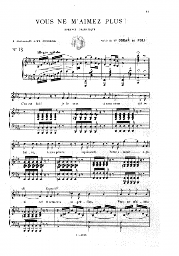 Rupès - Vous ne m'aimez plus! - Score