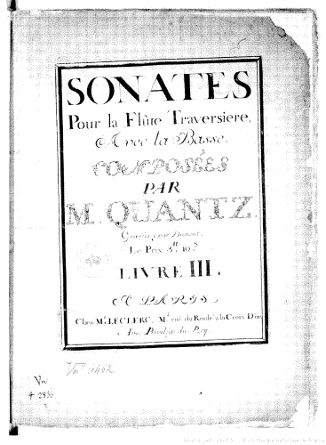 Quantz - 6 Flute Sonatas, RISM Q.33 - Score