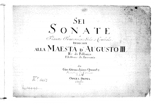 Quantz - 6 Flute Sonatas, RISM Q.19 - Score