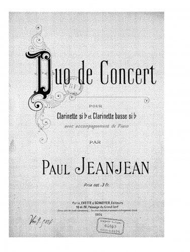Jeanjean - Duo de Concert - Score