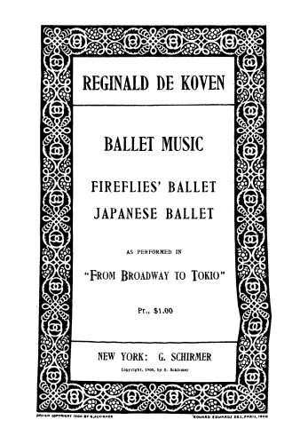 De Koven - From Broadway to Tokio - Ballet Music For Piano - Score