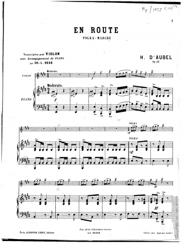 Aubel - En route - For violin and piano (Hess) - Score