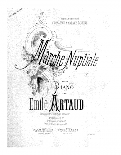 Artaud - Marche nuptiale - For Piano 4 Hands - Score