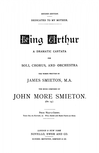 Smieton - King Arthur - Vocal Score - Score