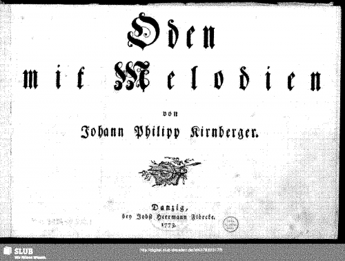 Kirnberger - 24 Oden mit Melodien - Score