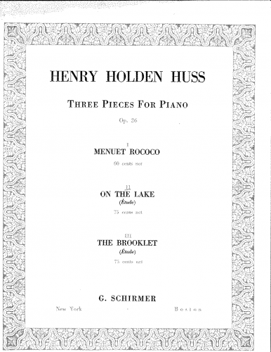 Huss - Three Pieces for Piano - 2. On the Lake