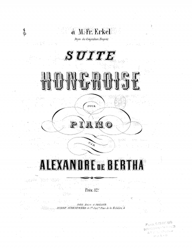Bertha - Suite hongroise - Score
