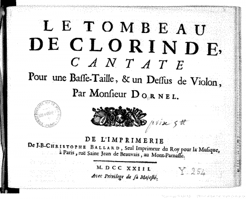 Dornel - Le Tombeau de Clorinde - Score