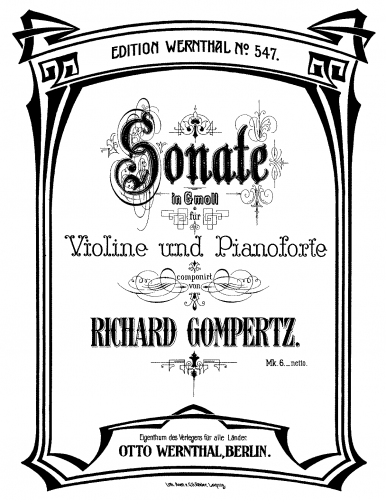 Gompertz - Violin Sonata - Scores and Parts