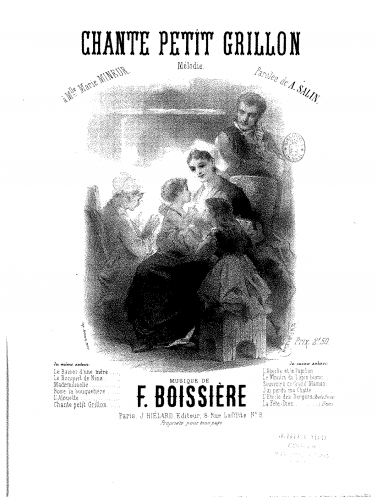 Boissière - Chante petit grillon - Score