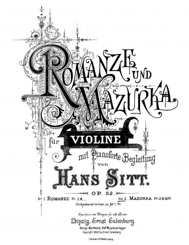 Sitt - Romanze und Mazurka, Op. 52 - Mazurka