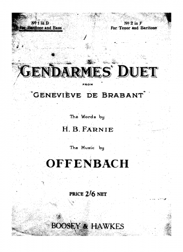 Offenbach - Geneviève de Brabant - Vocal Score Couplets de hommes d'armes (Act II, No. 14) - Score