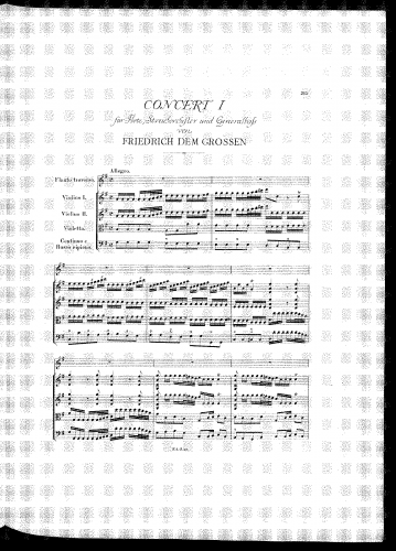 Frederick II - Flute Concerto No. 1 in G major - Score
