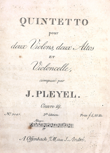 Pleyel - 3 String Quintets - Quintet in F minor, B.277