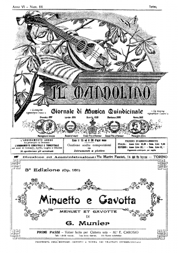 Munier - Minuetto e Gavotta - Score