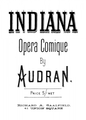 Audran - Indiana - Vocal Score - Incomplete Score