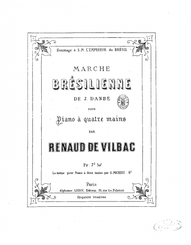 Danbé - Marche brésilienne - For Piano 4 Hands (Vilbac) - Score
