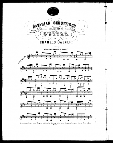 Balmer - Bavarian Schottisch with Variations - For Guitar (Composer) - Score