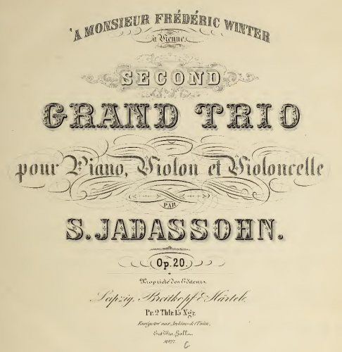 Jadassohn - Piano Trio No. 2 - Scores and Parts