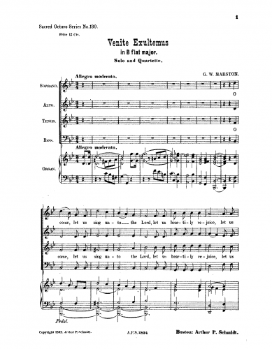 Marston - Venite exultemus - Score