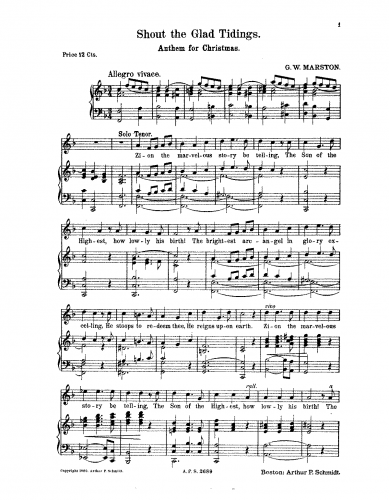 Marston - Shout the glad tidings - Score
