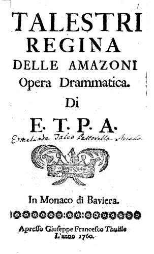 Ferrandini - Talestri - Libretti - Complete Libretto