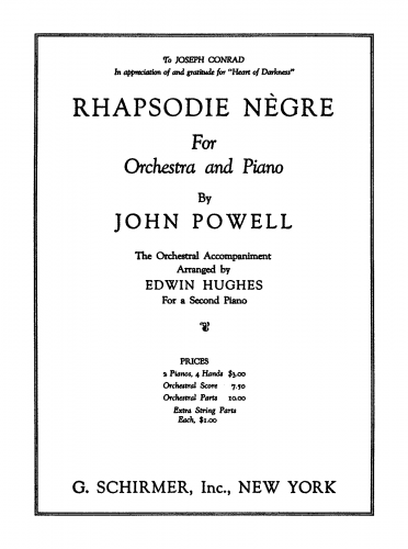 Powell - Rhapsodie nègre - For 2 Pianos (Hughes) - Score