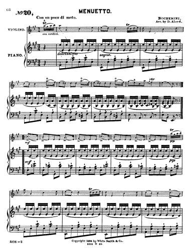 Boccherini - 6 String Quintets G.271-276 - III. Minuetto e Trio For Violin and Piano (Alard)