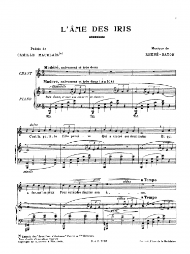Rhené-Baton - 3 Mélodies, Op. 15 - No. 1 - L'âme des Iris