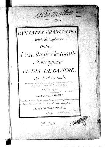 Clérambault - Cantates françoises mellées de simphonies. Livre IIe - Score
