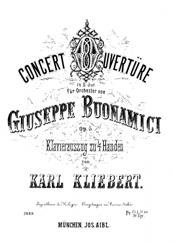 Buonamici - Concert-Ouvertüre - For Piano 4 hands (Kliebert) - Score