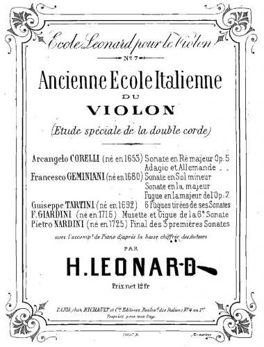 Corelli - 12 Violin Sonatas, Op. 5 - Sonata No. 1 in D major For Violin and Piano (Léonard)