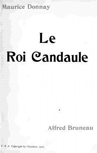 Bruneau - Le roi Candaule - Vocal Score - Score