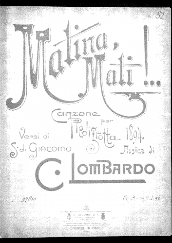 Lombardo - Matina, matì!... - Score