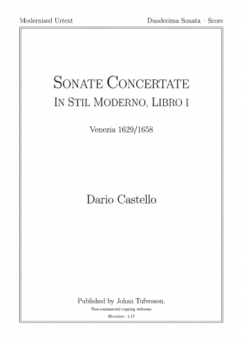 Castello - Frist book of sonatas in modern stile - Scores and Parts Selections Sonata 12 - Score