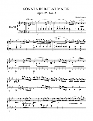 Clementi - Six Piano Sonatas - Piano Score - Sonata No. 3 in B♭ major