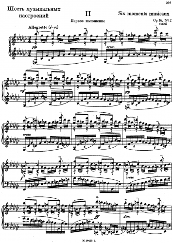 Rachmaninoff - 6 Moments Musicaux - 2. Allegretto - 1897 (first) version