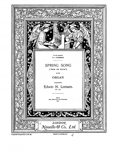 Lemare - Spring song 'From the South', Op. 56 - Organ score