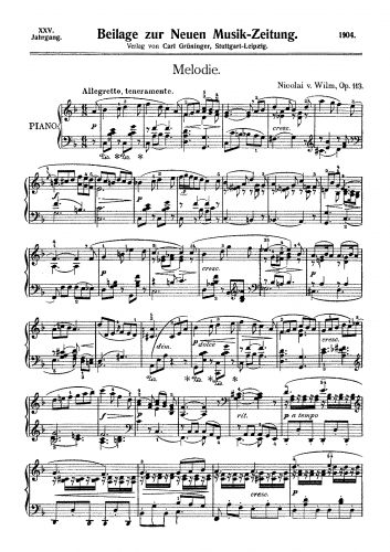 Wilm - Melodie, Op. 113 - Score