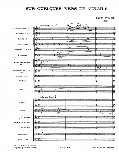 Roger-Ducasse - Sur quelques vers de Virgile - Complete Orchestral Score