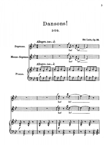 Lalo - Dansons - Score