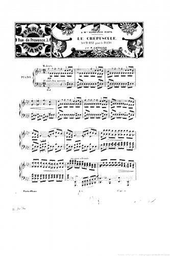 Cavallo - Le Crépuscule, Nocturne pour le piano - Score