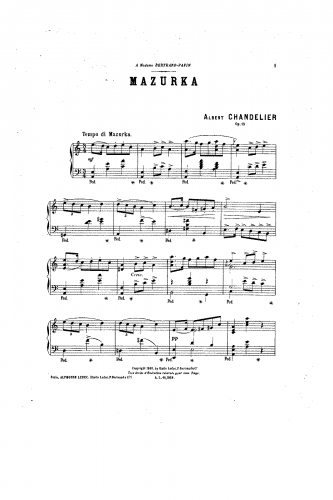 Chandelier - Mazurka, Op. 19 - Score