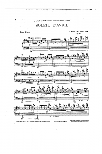 Chandelier - Soleil d'Avril, Op. 26 - Score