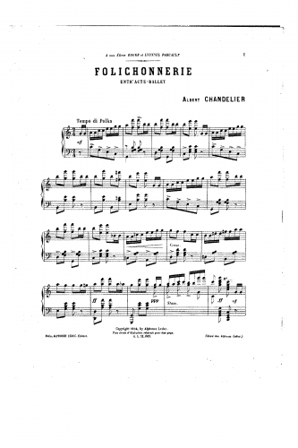Chandelier - Folichonnerie, Entr'acte-Ballet - Score