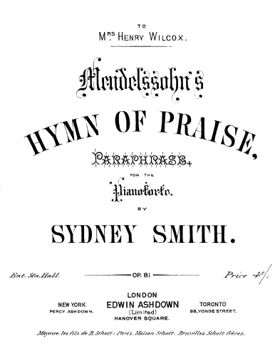 Smith - First Paraphrase on Mendelssohn's 'Hymn of Praise', Op. 81 - Score